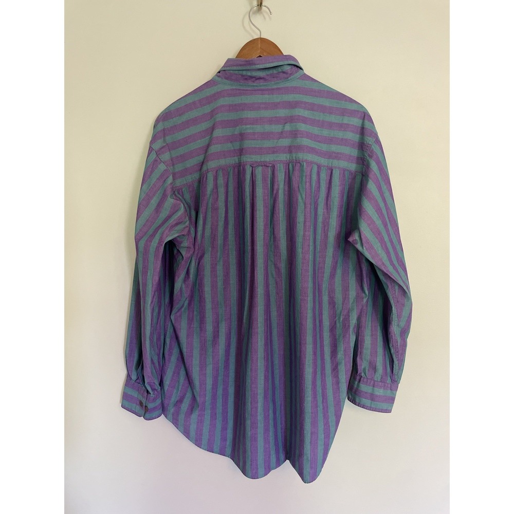 VTG Chaps Ralph Lauren Green/Purple Striped Button Down. XL. Crown Logo. 90's. - Picture 4 of 10